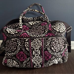 Stylish Black and Pink Patterned Weekender Women's Bag
